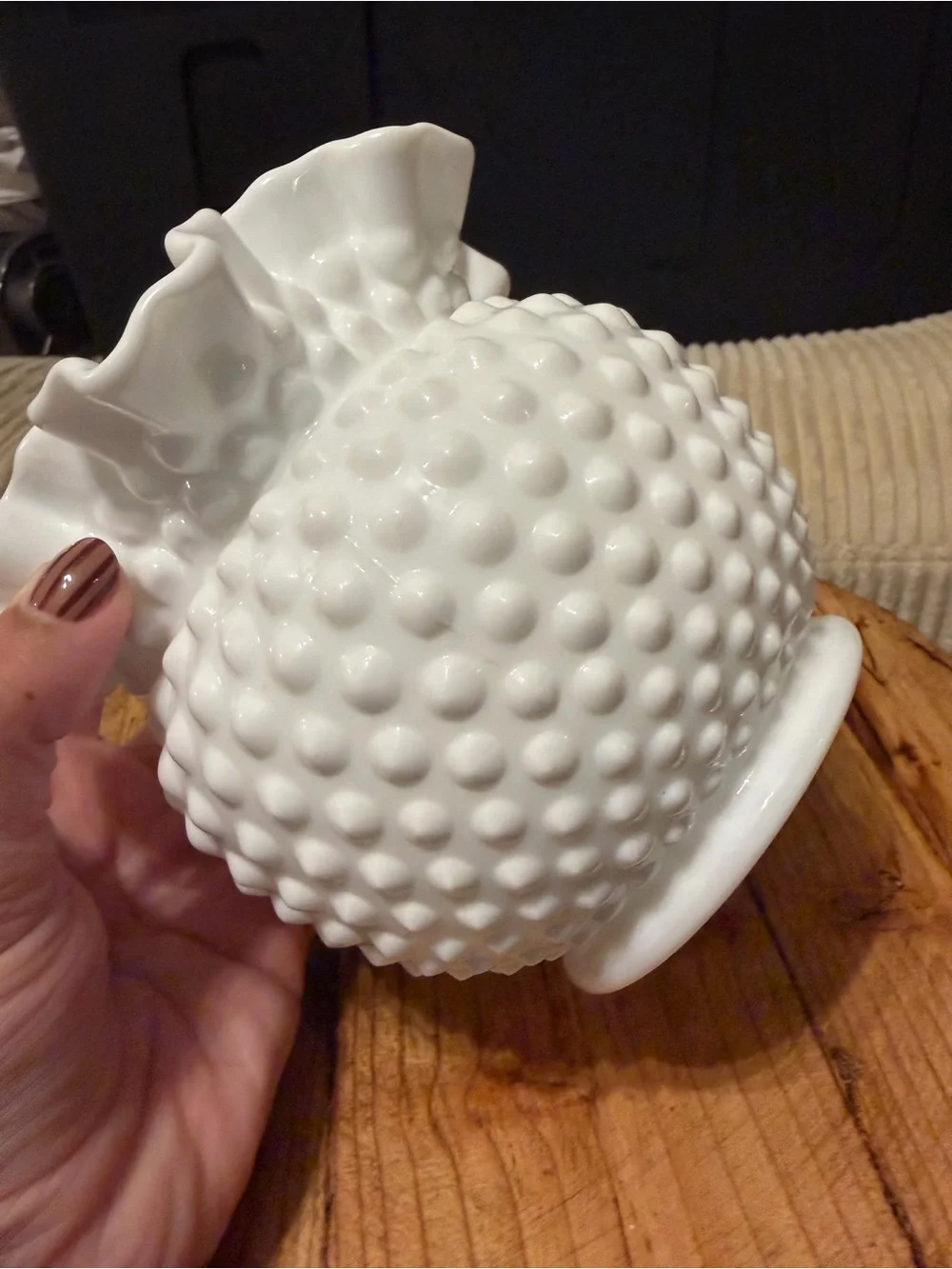 Vintage Hobnail Milk Glass Vase